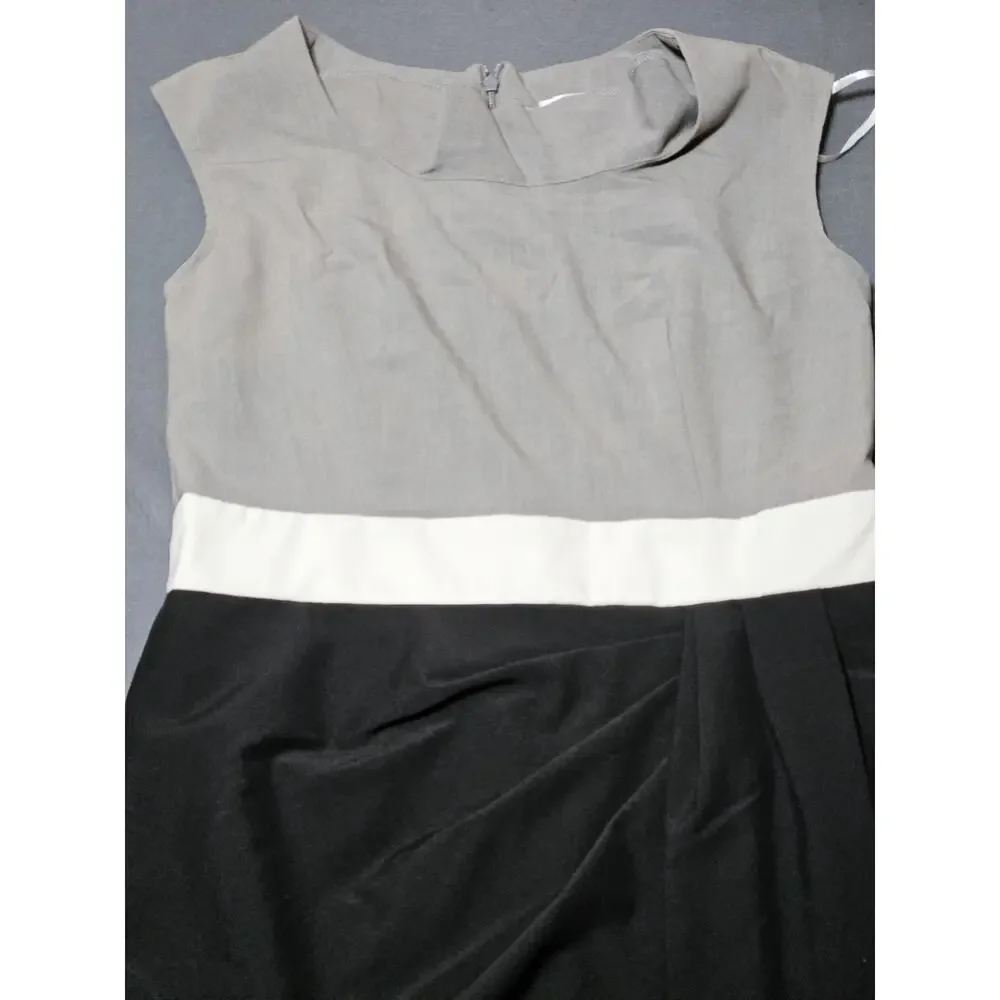 Studio Dress Womens 10 Gray Black Sleeveless Mid Length Business Casual Dress - Picture 3 of 10